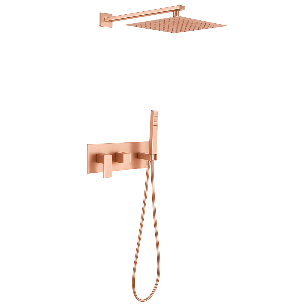 FRANCESCA SERIES – SHOWER HEAD AND HAND SPRAYER SET, A BOLD SQUARE DESIGN WITH ARCHITECTURAL PRESENCE.