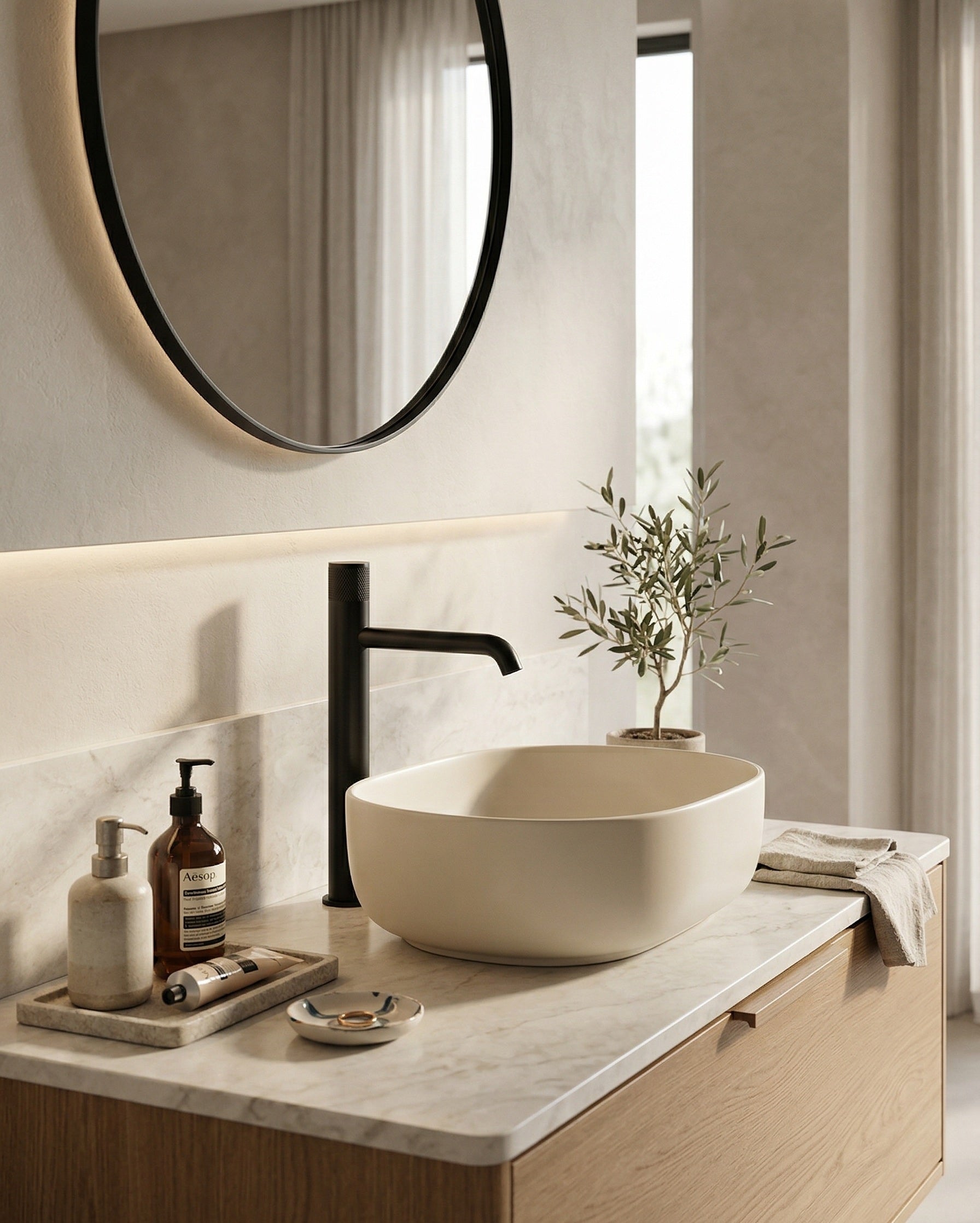 ALESSIA SERIES - BATHROOM FAUCET, A BOLD CYLINDRICAL FORM WITH REFINED, MODERN PRESENCE.