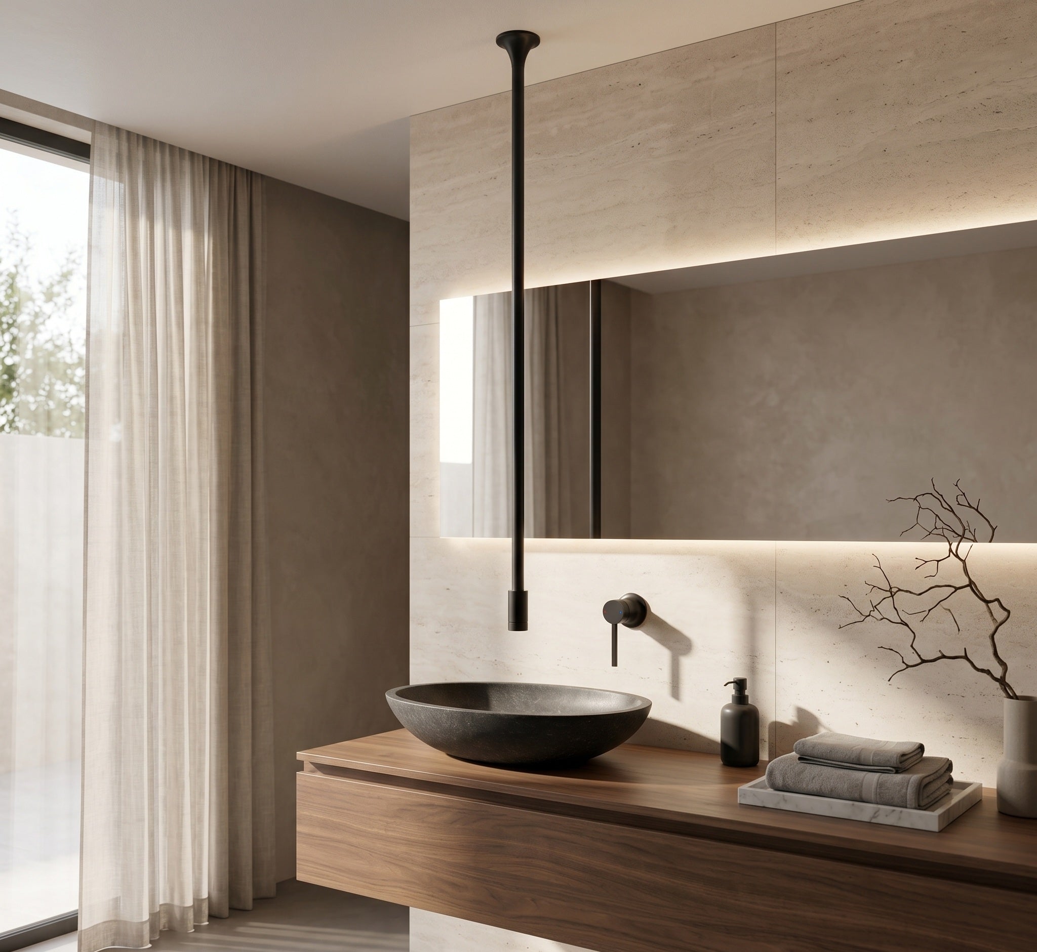 VALENTINA SERIES – CEILING MOUNT BATHROOM FAUCET WITH VERTICAL FORM AND SMOOTH WATER FLOW