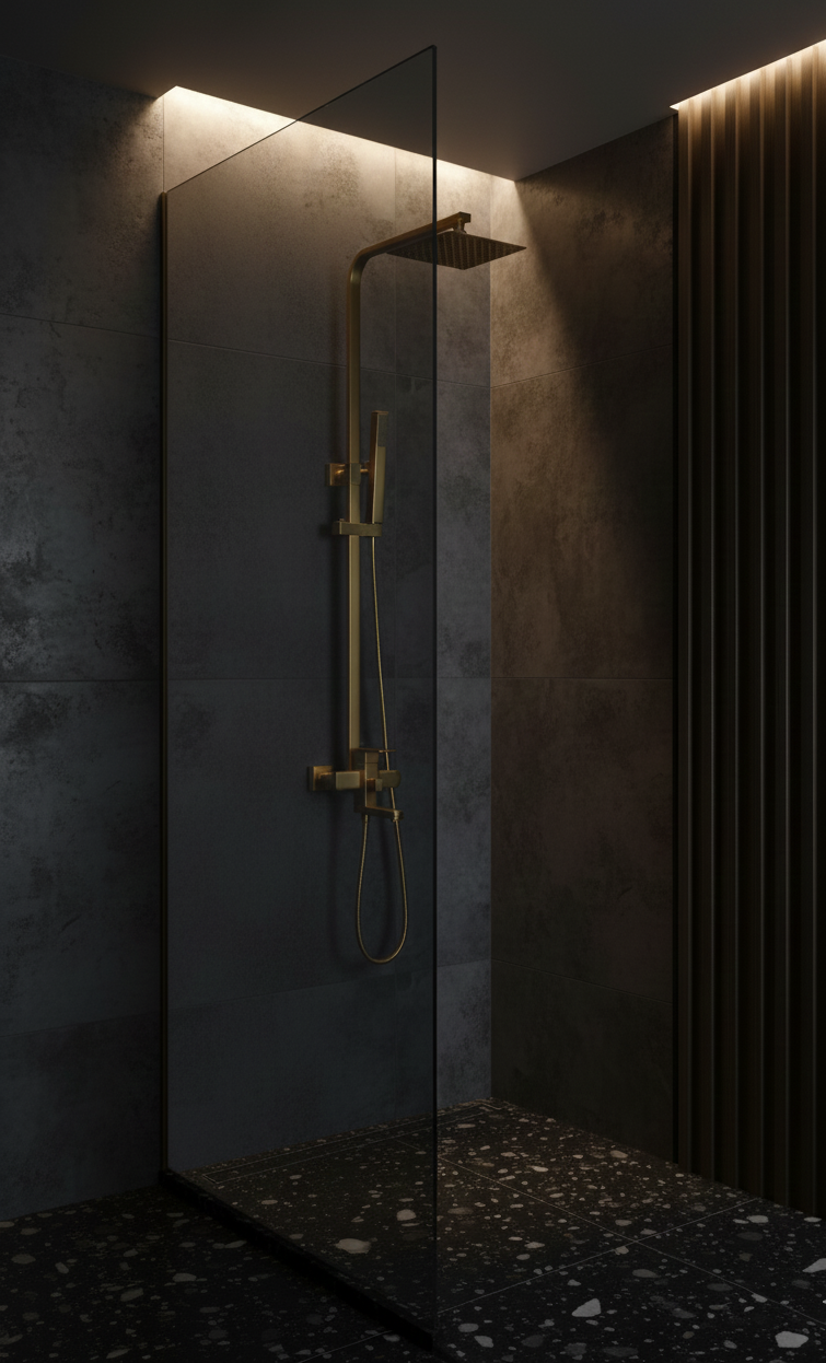 FRANCESCA SERIES – SHOWER SYSTEM WITH SPOUT AND HAND SPRAYER, COMPLETE VERTICAL DESIGN FOR SPA EXPERIENCE
