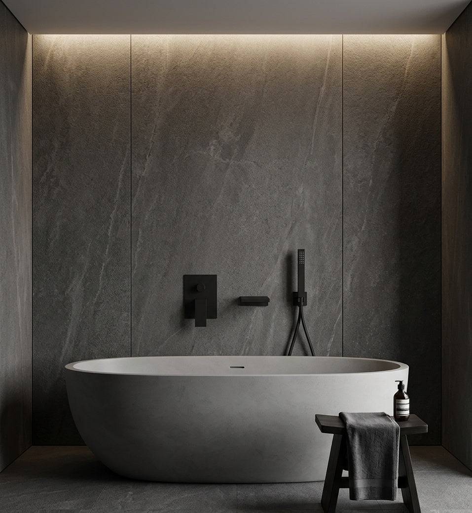 FRANCESCA SERIES – WALL MOUNT TUB FILLER WITH HAND SPRAYER, ARCHITECTURAL DESIGN FOR MODERN BATH