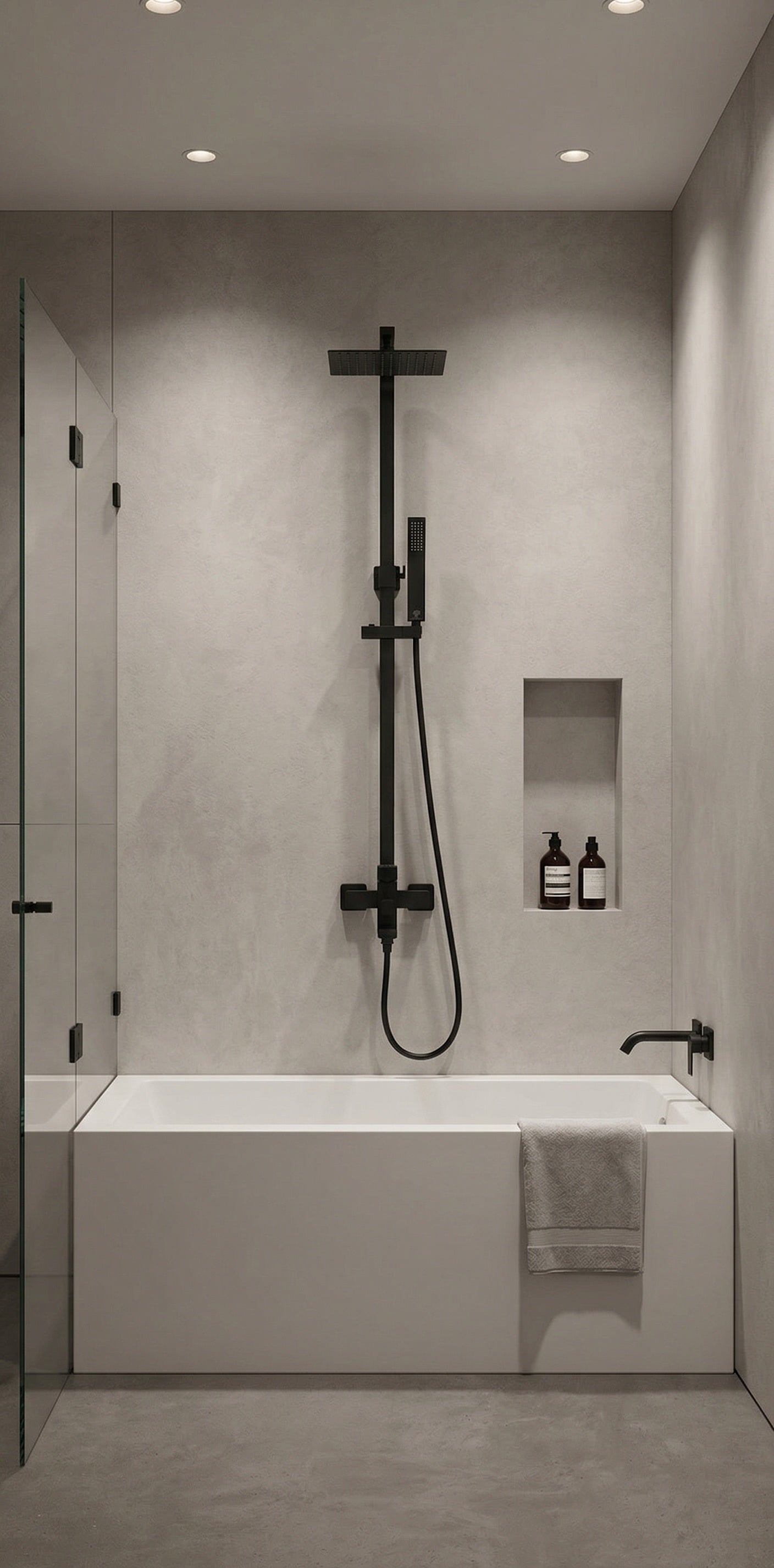 FRANCESCA SERIES – SHOWER SYSTEM WITH SPOUT AND HAND SPRAYER, COMPLETE VERTICAL DESIGN FOR SPA EXPERIENCE