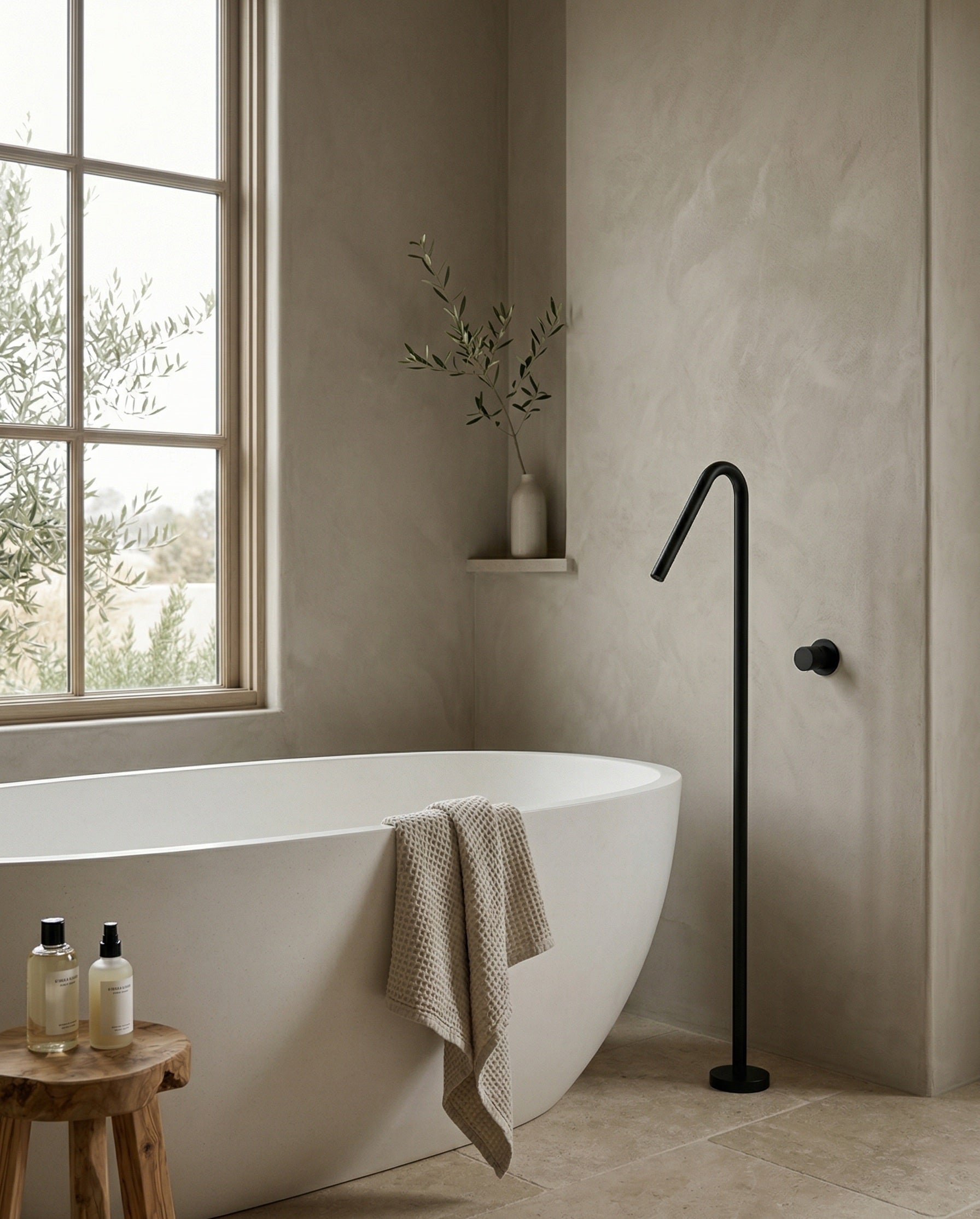 GIADA SERIES – FREESTANDING TUB FILLER WITH SLIM PROFILE AND CLEAN SCULPTURAL DESIGN