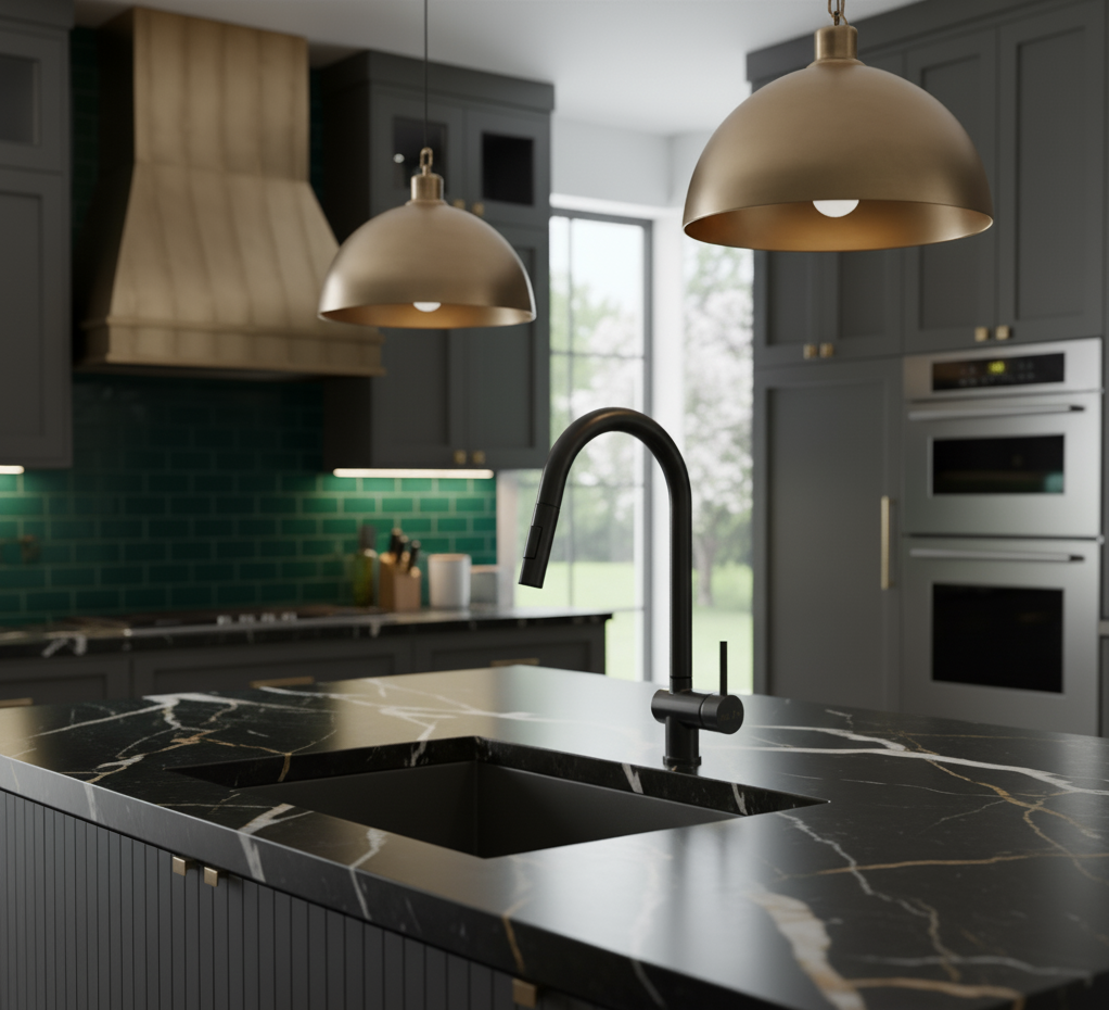 CAMILLA SERIES – KITCHEN FAUCET, A PURPOSEFUL PULL DOWN DEFINED BY CLEAN GEOMETRY.