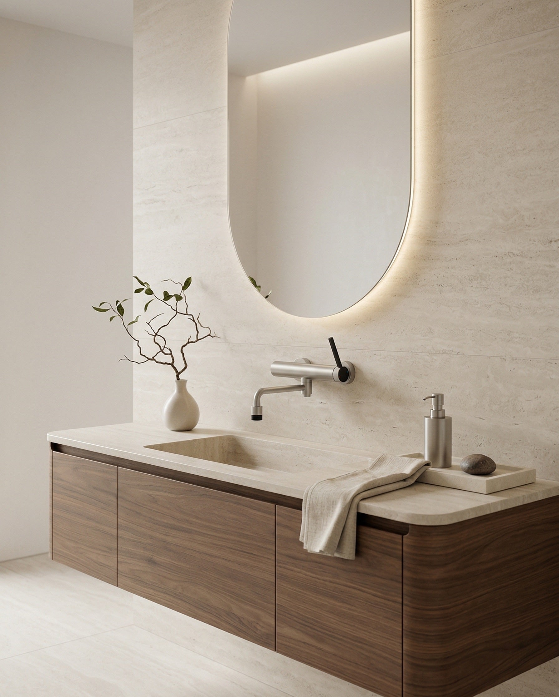 VALENTINA SERIES – WALL MOUNTED TUB FILLER WITH STREAMLINED SPOUT AND MODERN SINGLE LEVER CONTROL