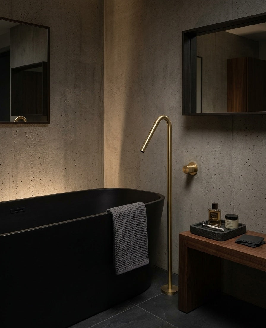 GIADA SERIES – FREESTANDING TUB FILLER WITH SLIM PROFILE AND CLEAN SCULPTURAL DESIGN