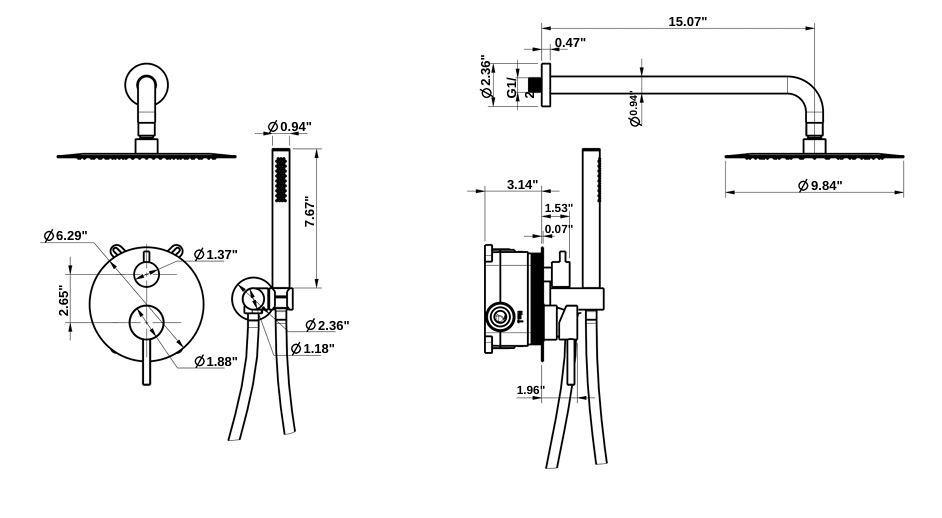 YC-8064 Dual Function Shower Set – Rain Head and Handheld