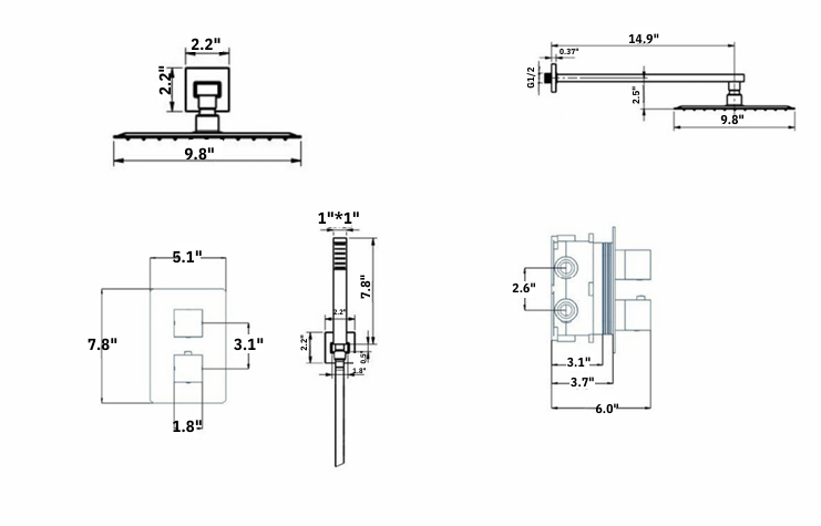 YC-8090 - Brush Thermostatic Shower System