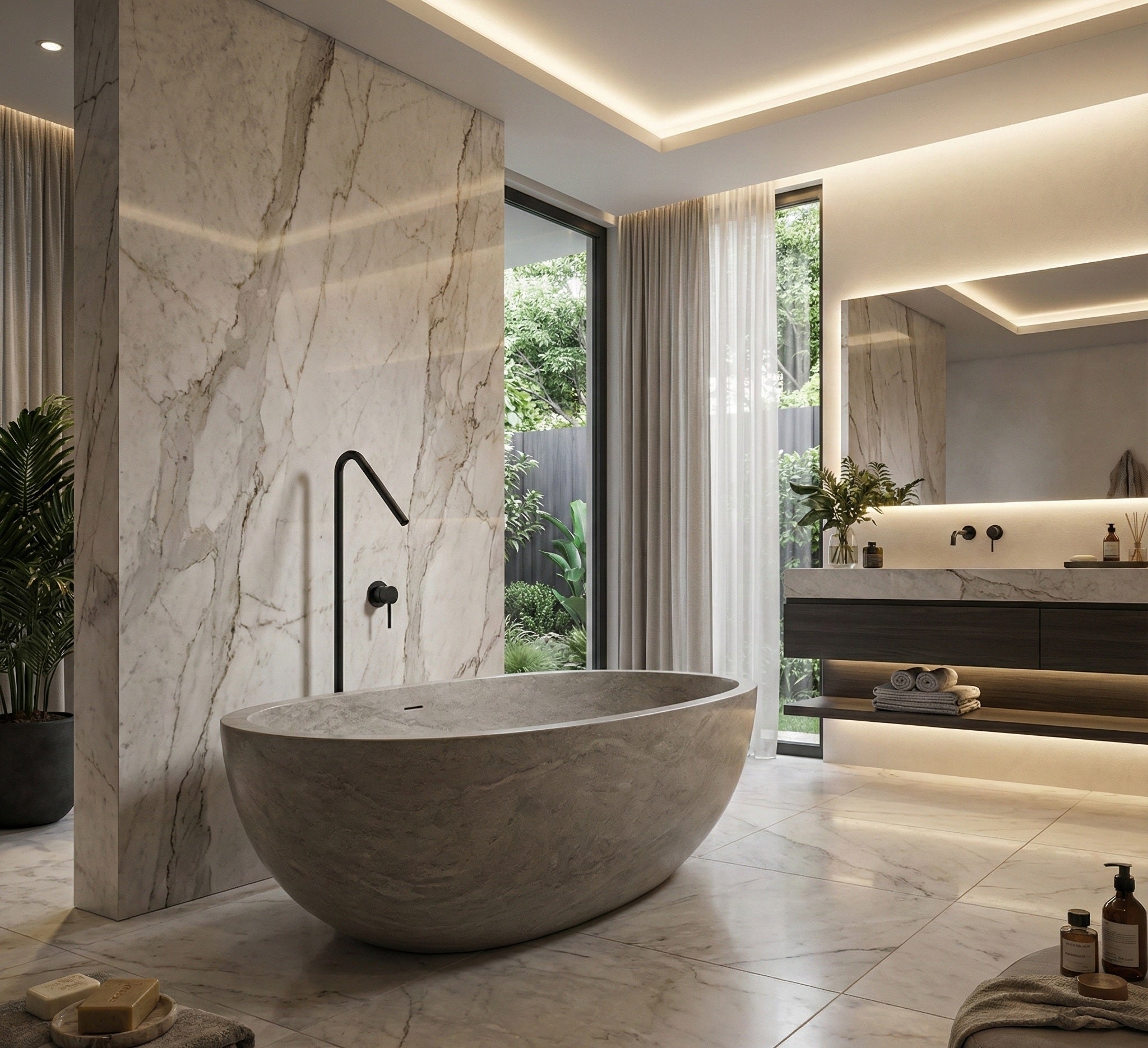 GIADA SERIES – FREESTANDING TUB FILLER WITH SLIM SCULPTURAL PROFILE, DESIGNED TO CREATE A STRIKING FOCAL POINT BESIDE THE BATH