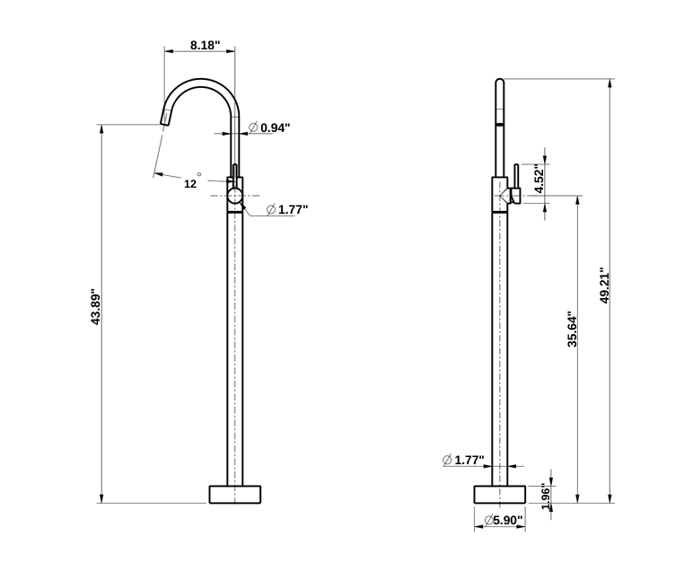 GIADA SERIES – FREESTANDING TUB FILLER WITH ELEGANT CURVED SPOUT AND MINIMALIST MODERN FORM