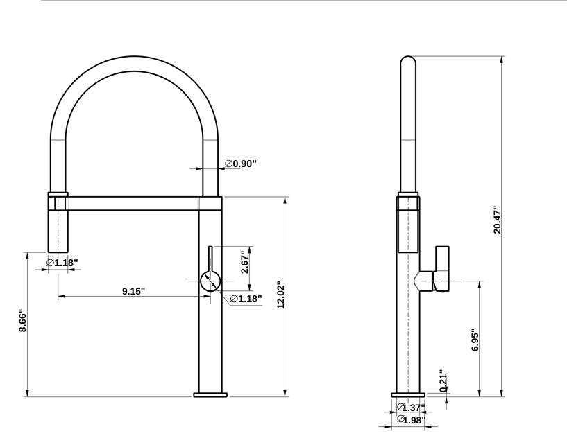 YC-8224 – Modern Square Kitchen Faucet