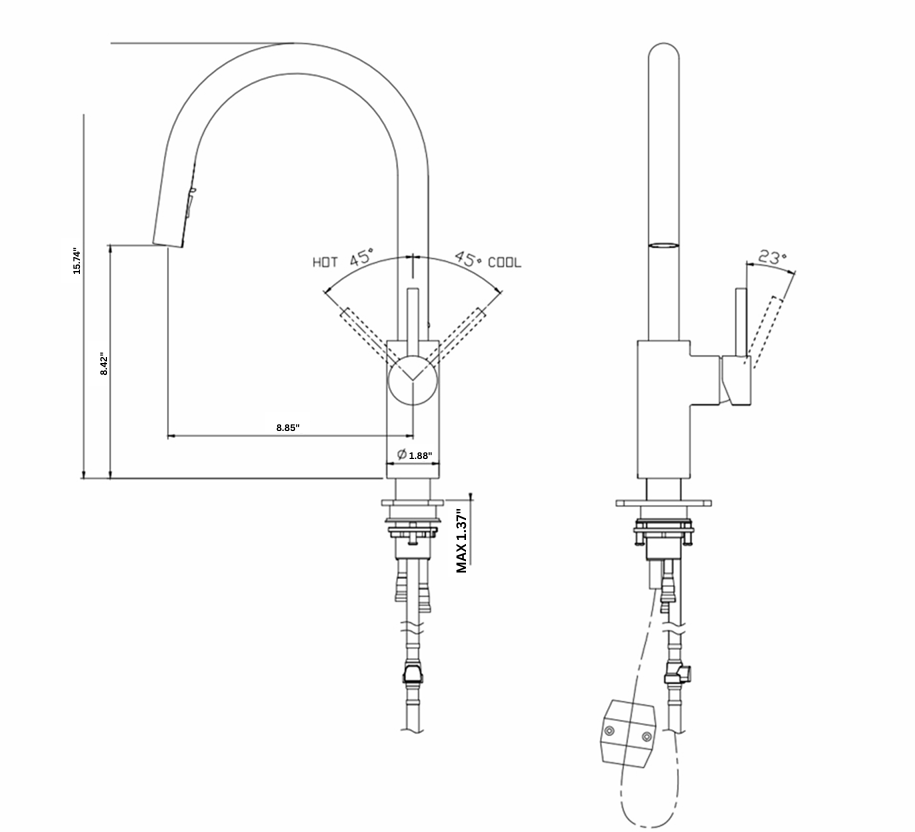 YC-8262 – Modern Square Kitchen Faucet