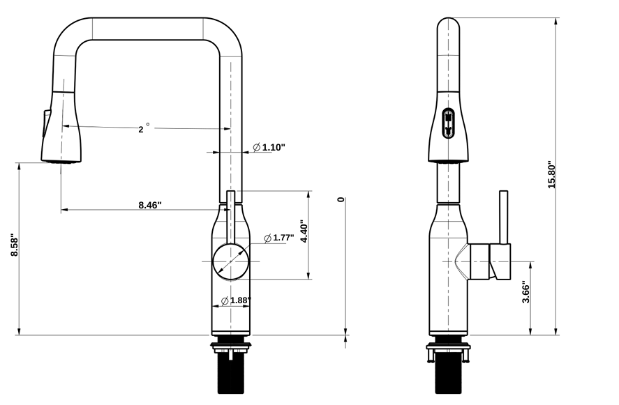 YC-8267 – Premium Kitchen Faucet, Modern Square Design, Brushed Steel