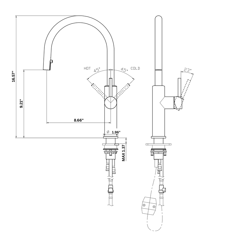 YC-83001 – Modern Square Kitchen Faucet