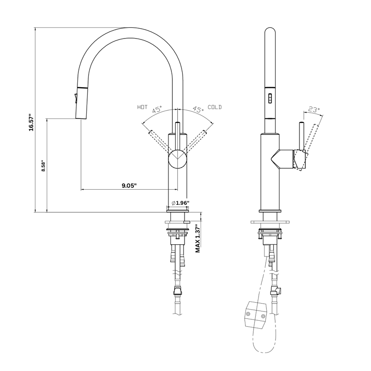 YC-83002 Modern Square Kitchen Faucet