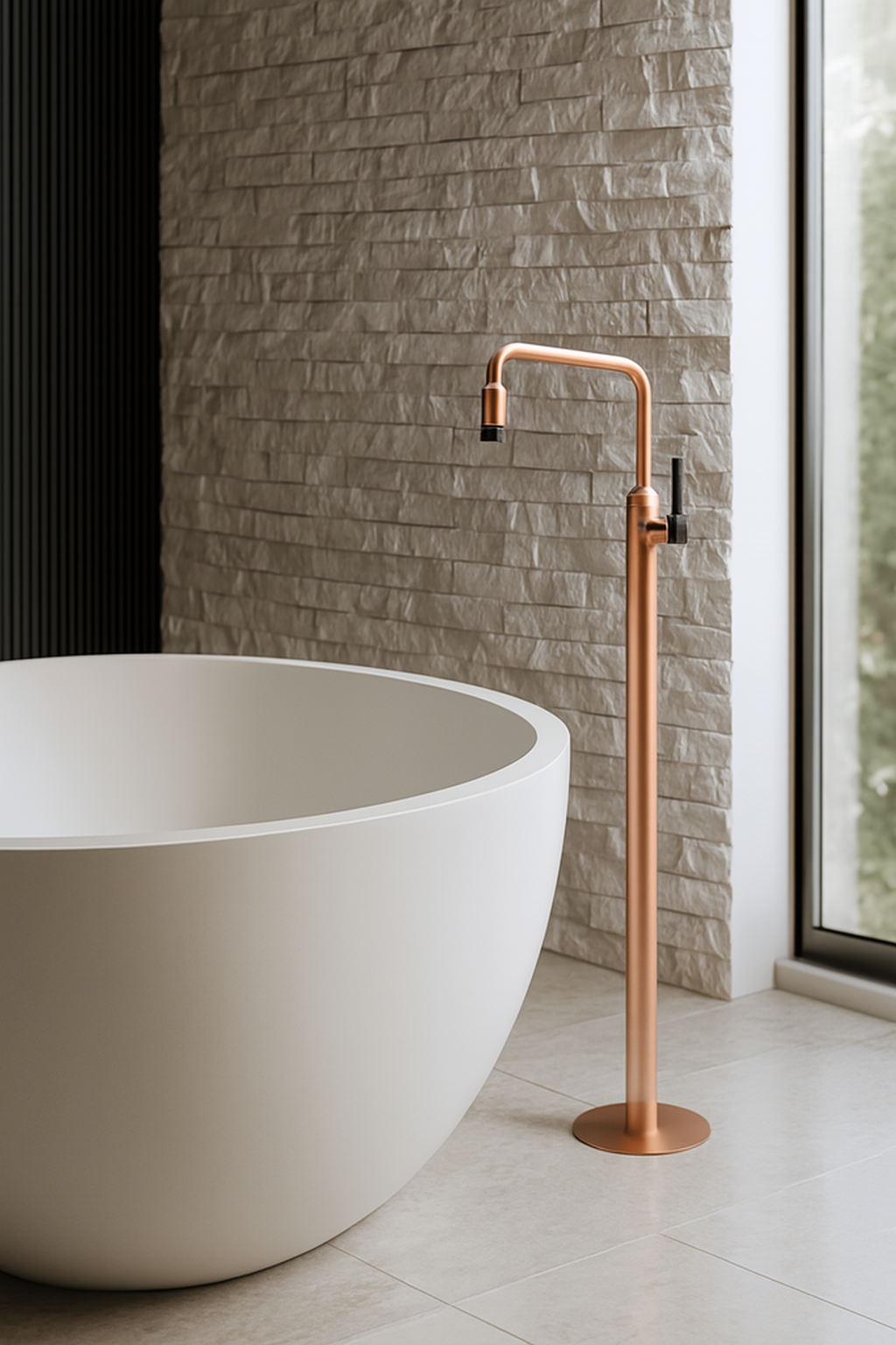 VALENTINA SERIES – FREESTANDING TUB FILLER WITH SLENDER SPOUT AND REFINED MODERN PRESENCE