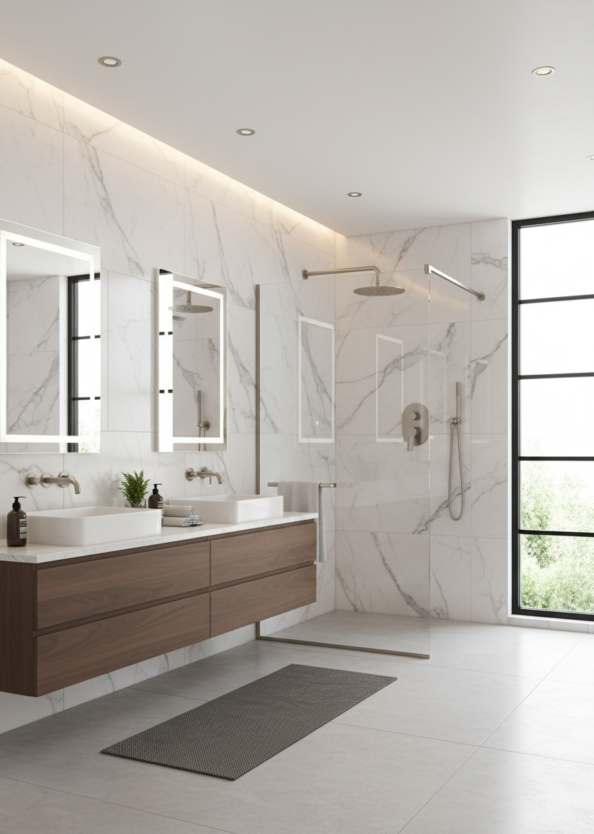 GIULIA SERIES – SHOWER HEAD AND HAND SPRAYER SET, A REFINED RAINFALL DESIGN FOR A CALM SHOWER EXPERIENCE.