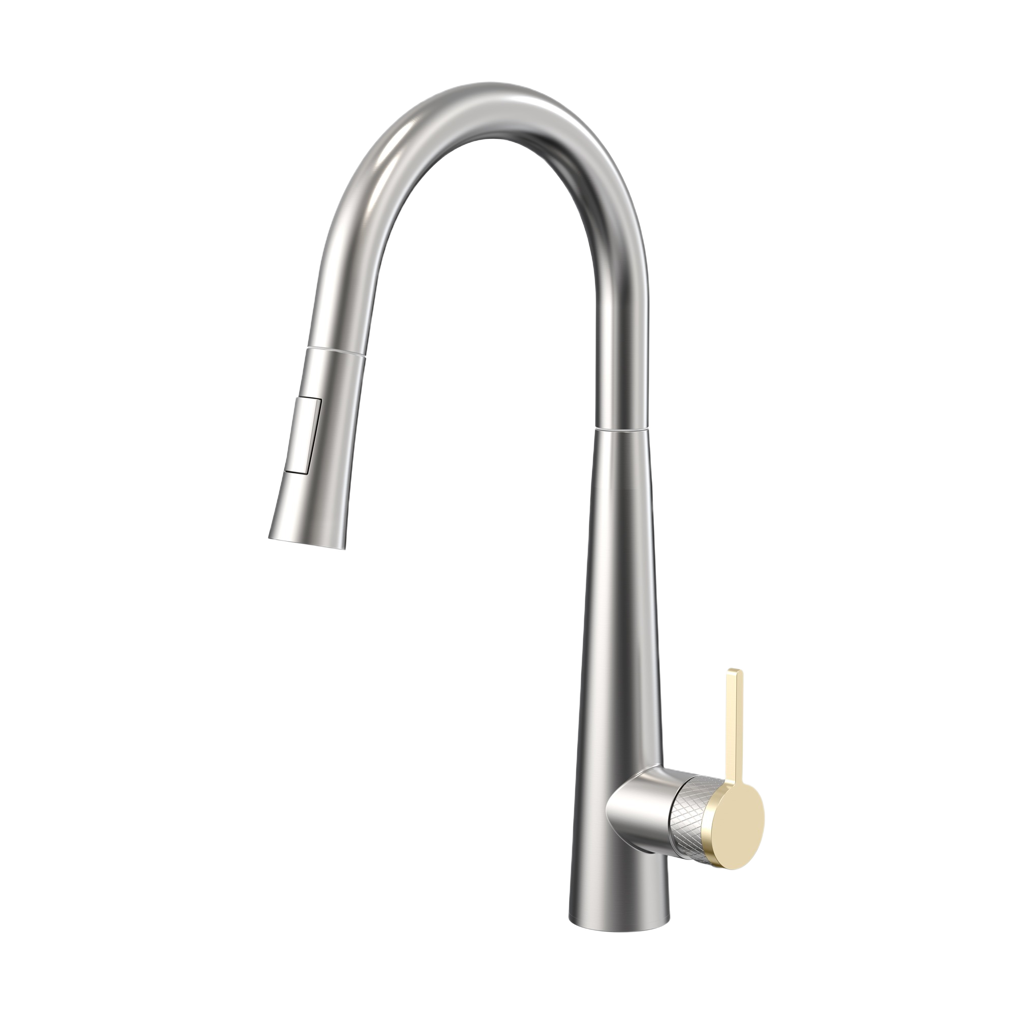 CATERINA SERIES – KITCHEN FAUCET, A SLEEK PULL DOWN DESIGN WITH A TWO TONE HANDLE.