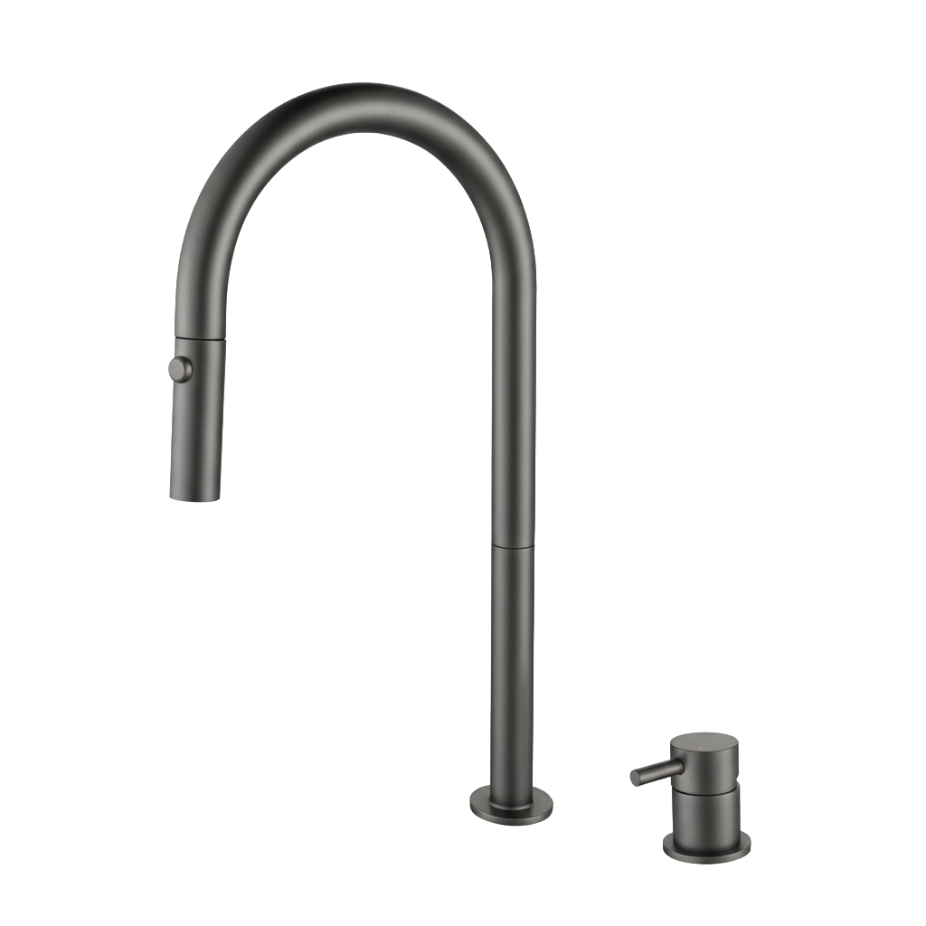 CAMILLA SERIES – KITCHEN FAUCET, A SLEEK PULL DOWN FORM WITH A SEPARATE VALVE.