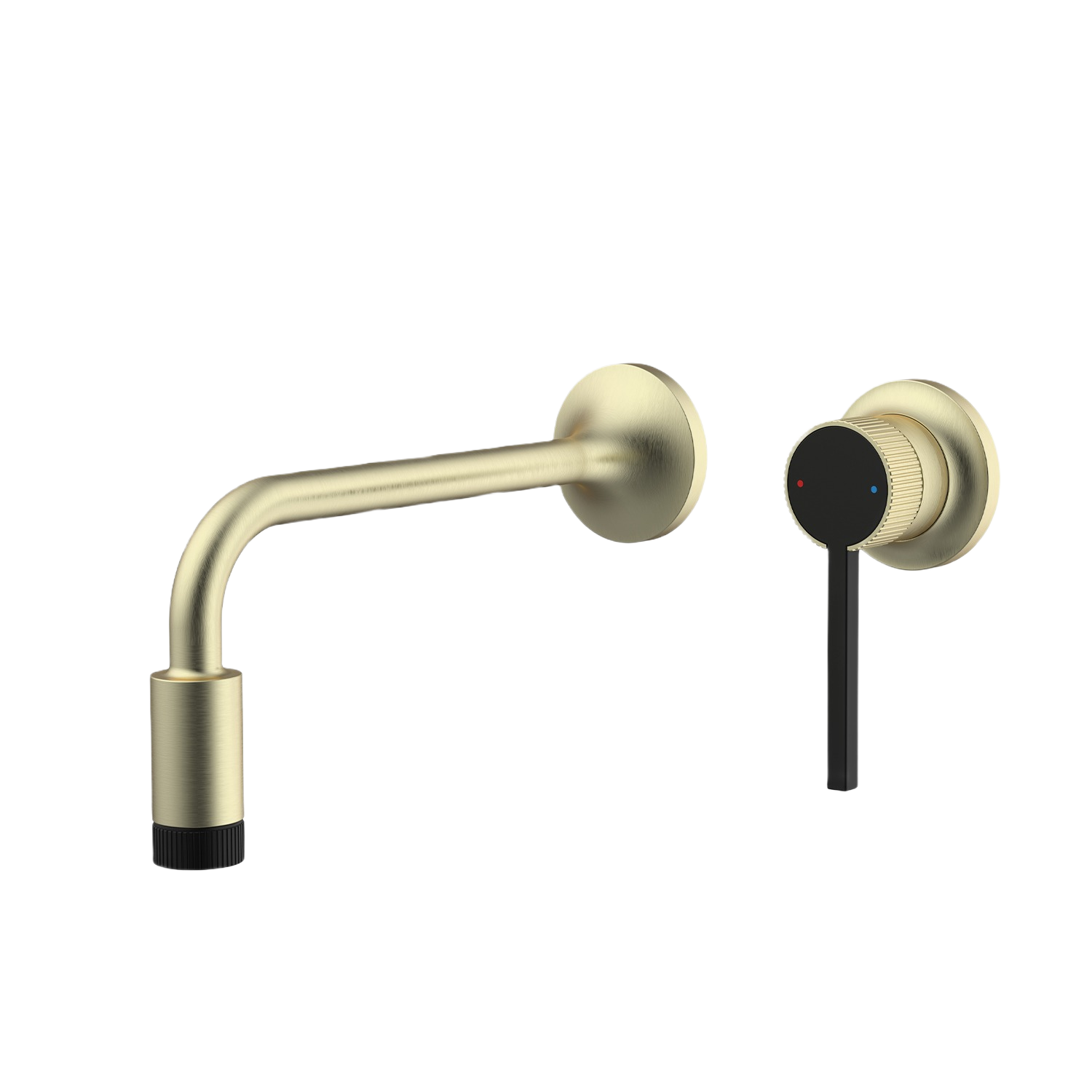 VALENTINA SERIES – WALL MOUNTED BATHROOM FAUCET WITH CURVED SPOUT AND SLEEK SINGLE LEVER CONTROL.