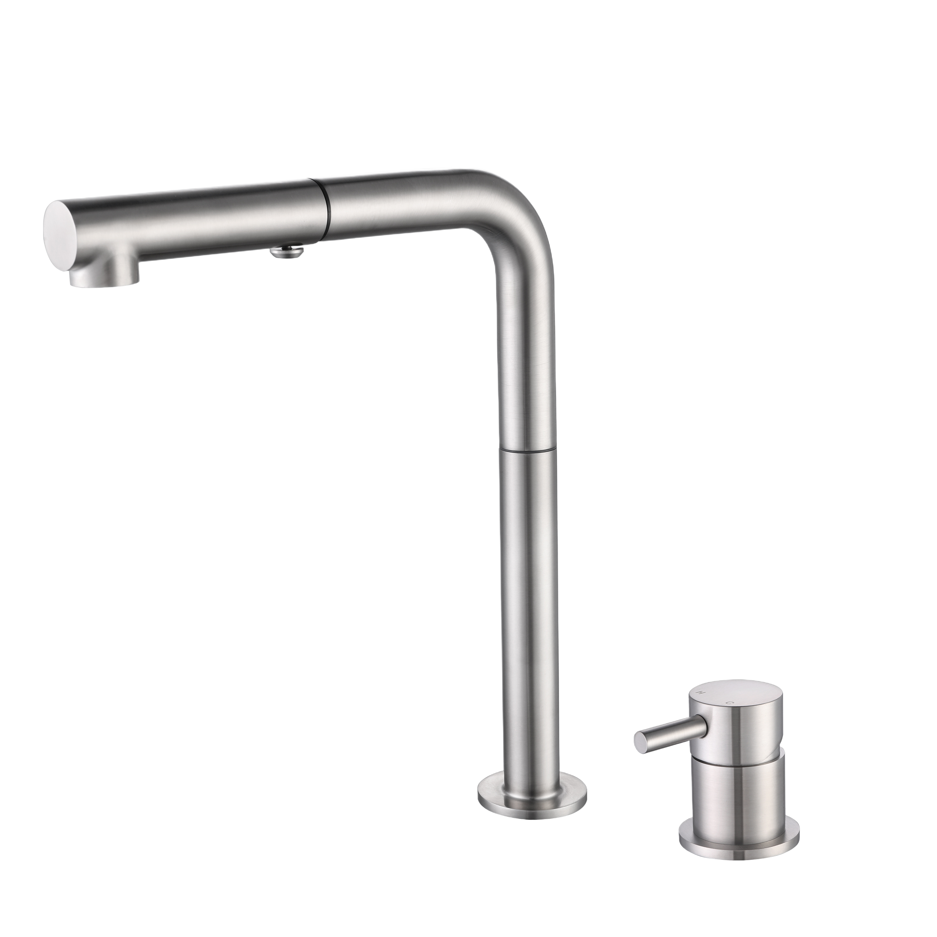 YC-84012 Modern Square Kitchen Faucet – Brushed Steel, Single Handle