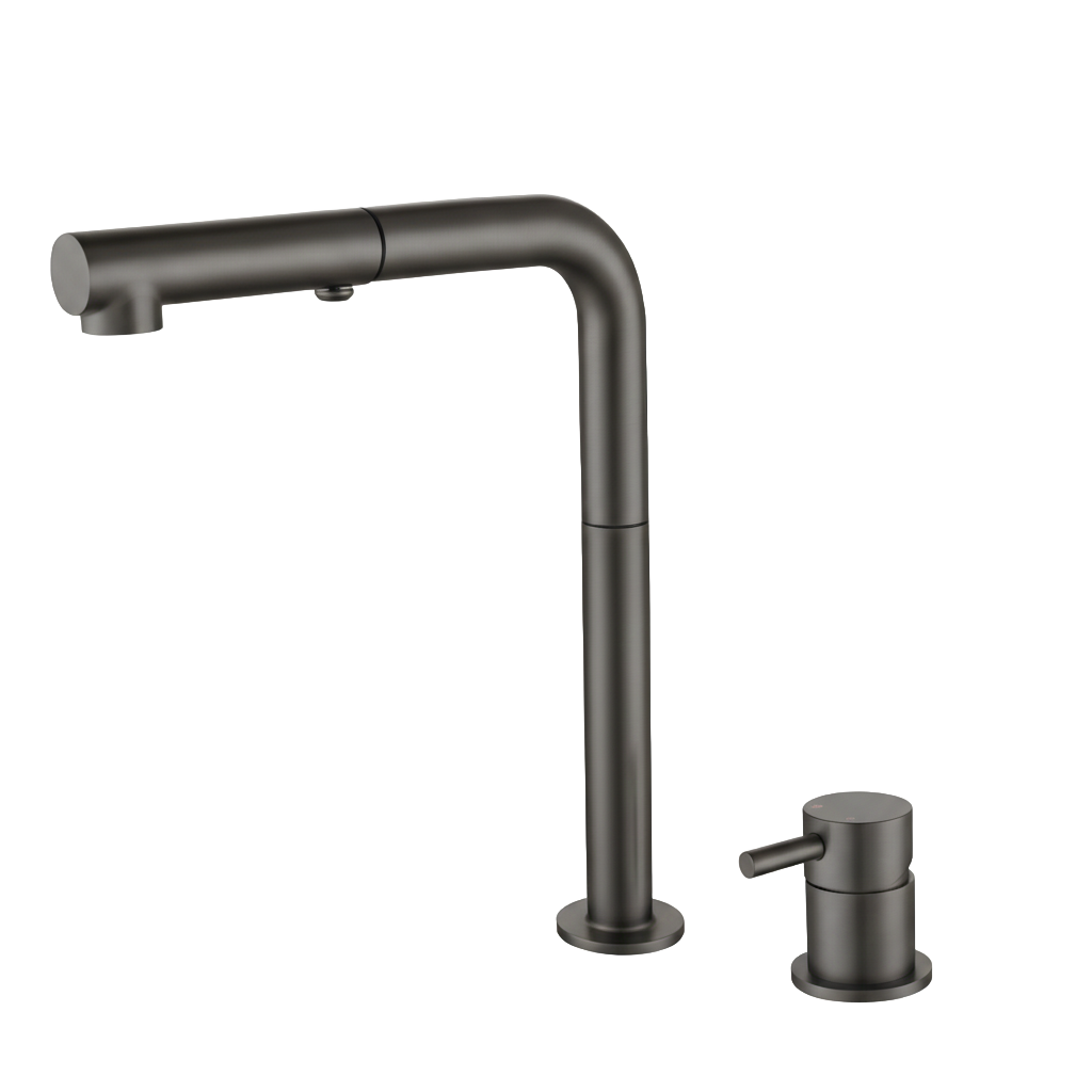 YC-84012 Modern Square Kitchen Faucet – Brushed Steel, Single Handle