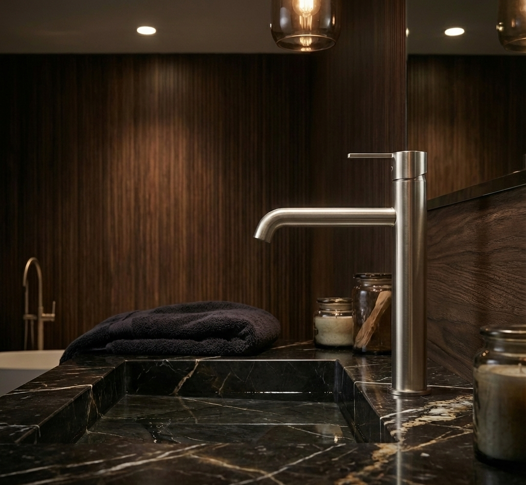ISABELLA SERIES – TALL BATHROOM FAUCET, A SLENDER VERTICAL DESIGN WITH QUIET SOPHISTICATION.