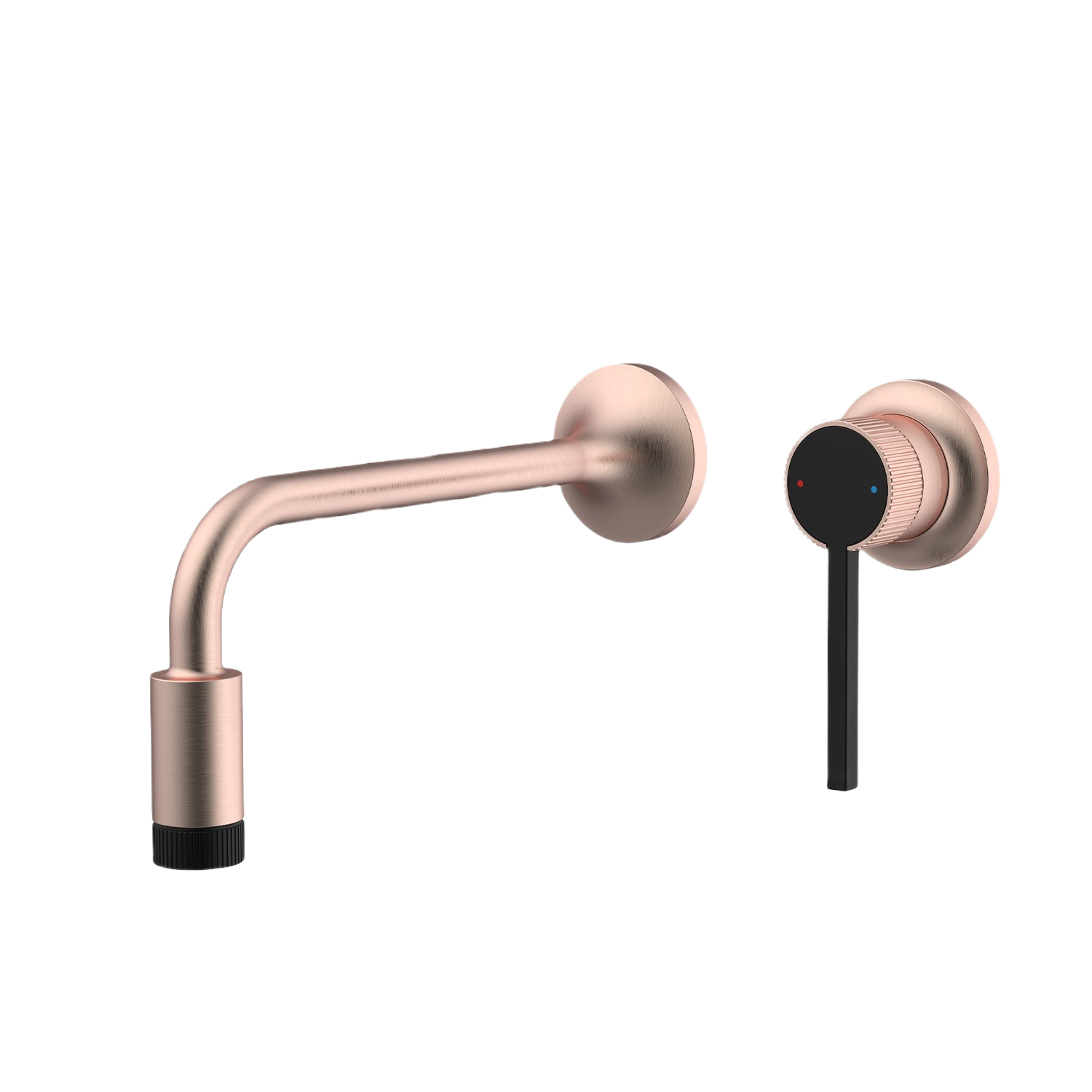 VALENTINA SERIES – WALL MOUNTED BATHROOM FAUCET WITH CURVED SPOUT AND SLEEK SINGLE LEVER CONTROL.
