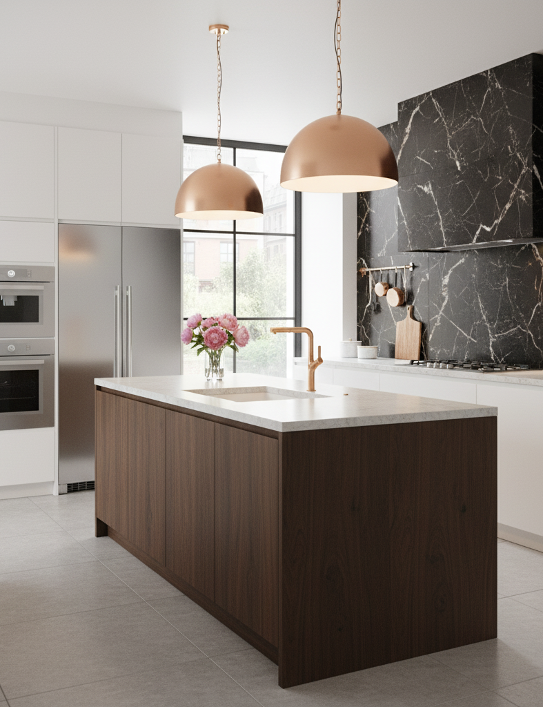 LUNA SERIES – KITCHEN FAUCET WITH PULL DOWN SPRAYER, SLEEK SILHOUETTE AND FLUID MODERN DESIGN.