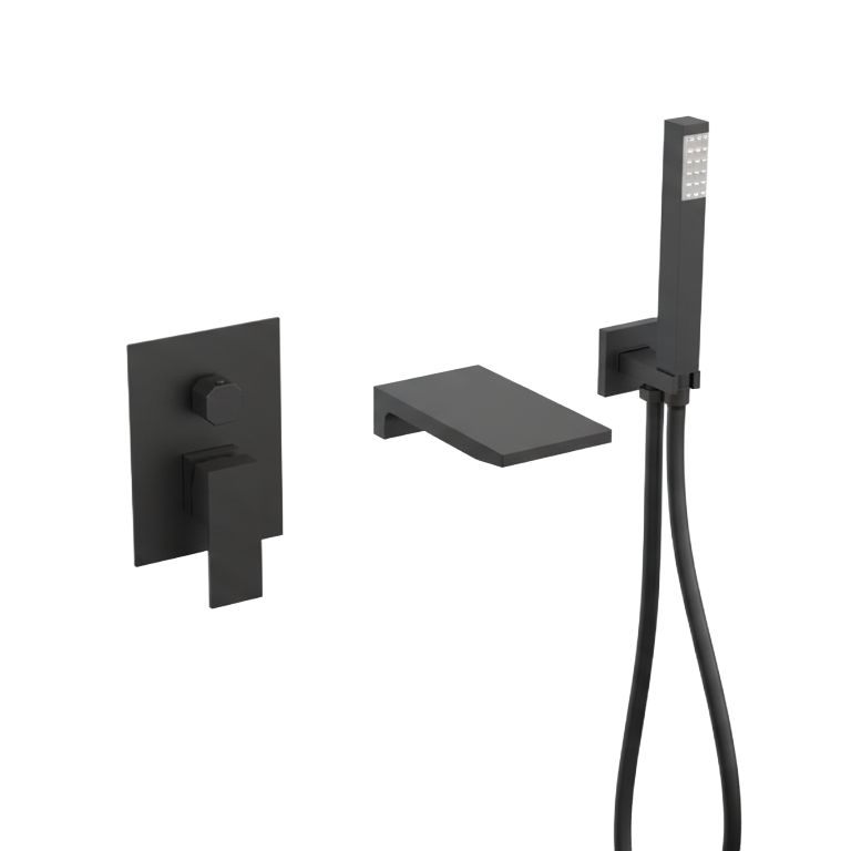 FRANCESCA SERIES – WALL MOUNT TUB FILLER WITH HAND SPRAYER, ARCHITECTURAL DESIGN FOR MODERN BATH