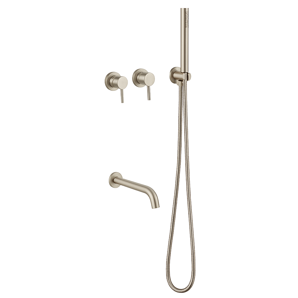 GIADA SERIES – HAND SPRAYER AND TUB SPOUT SET, A CONCEALED LAYOUT FOR A CLEAN, INTENTIONAL LOOK.