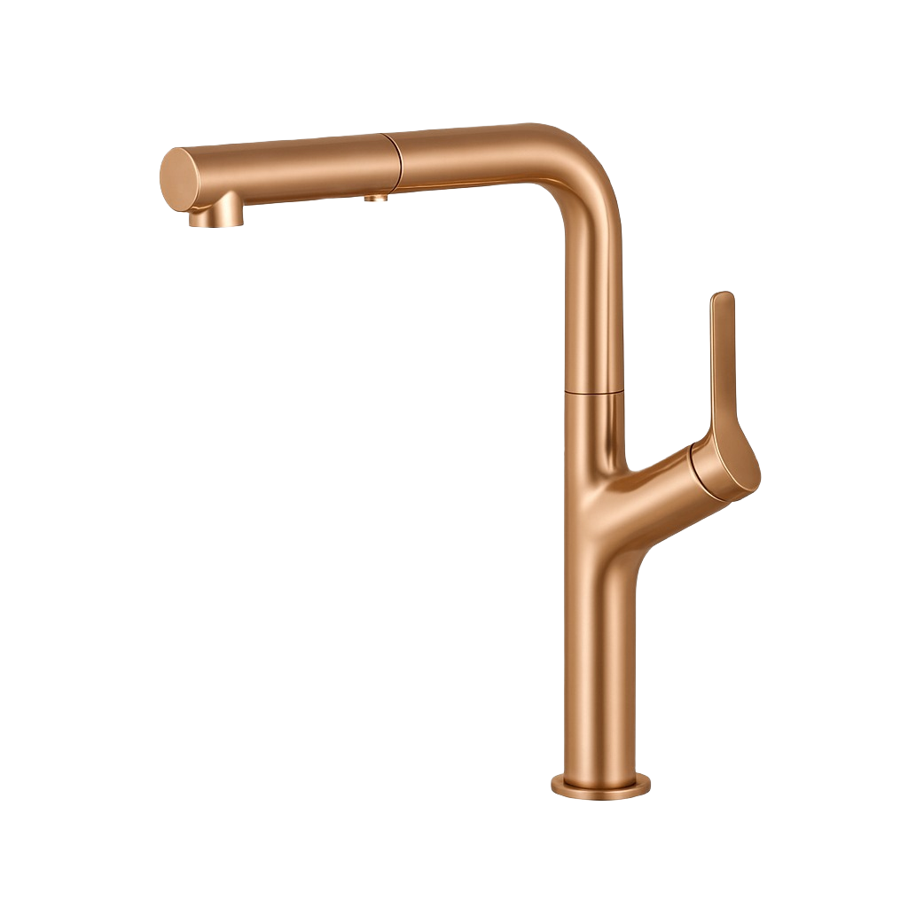 LUNA SERIES – KITCHEN FAUCET WITH PULL DOWN SPRAYER, SLEEK SILHOUETTE AND FLUID MODERN DESIGN.