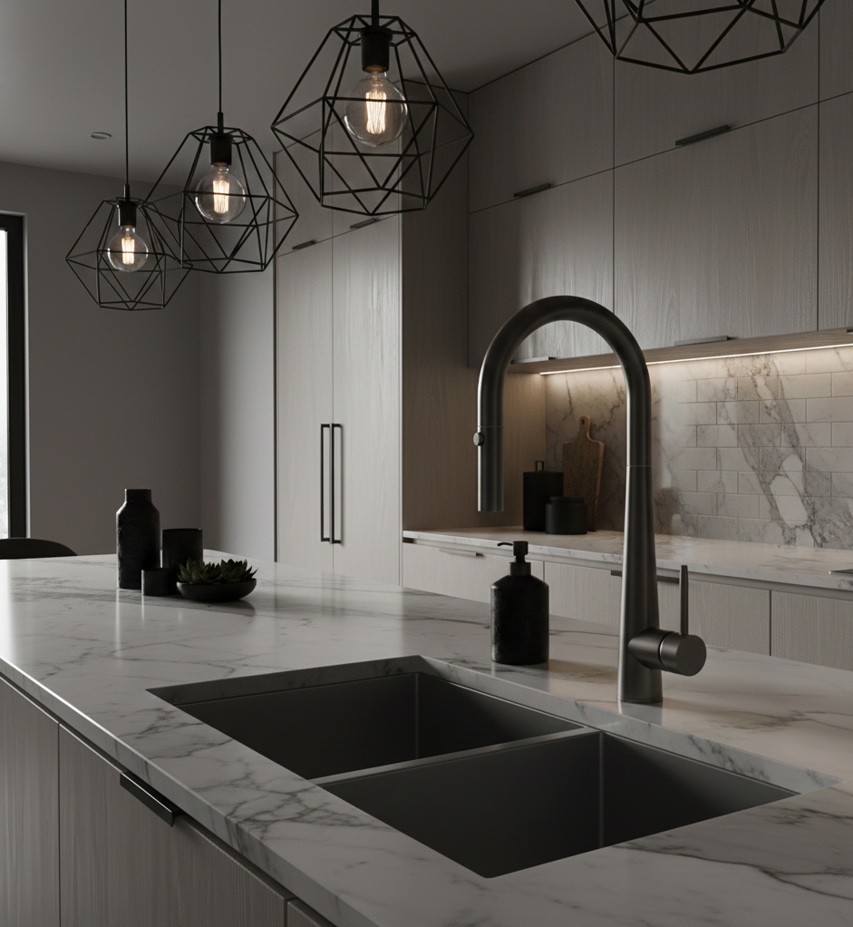 YC-8232 Modern Kitchen Faucet – Brushed Steel