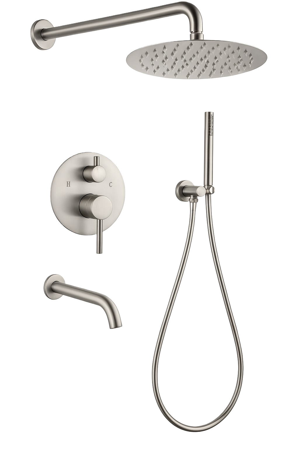 GIADA SERIES – SHOWER SET WITH HAND SPRAYER AND SPOUT, COMPLETE DESIGN BUILT FOR DAILY USE