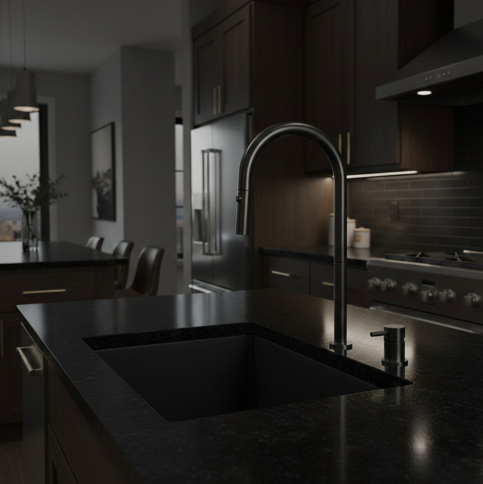 YC-84010 Modern Square Brushed Steel Kitchen Faucet