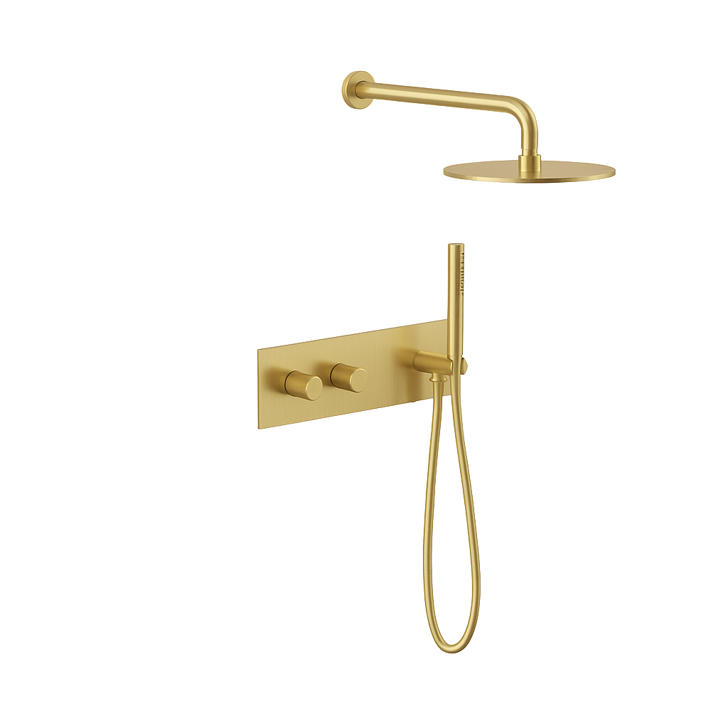 ALESSIA SERIES – WALL MOUNTED SHOWER SET WITH RAINFALL HEAD AND HAND SPRAYER, REFINED AND SPA INSPIRED.