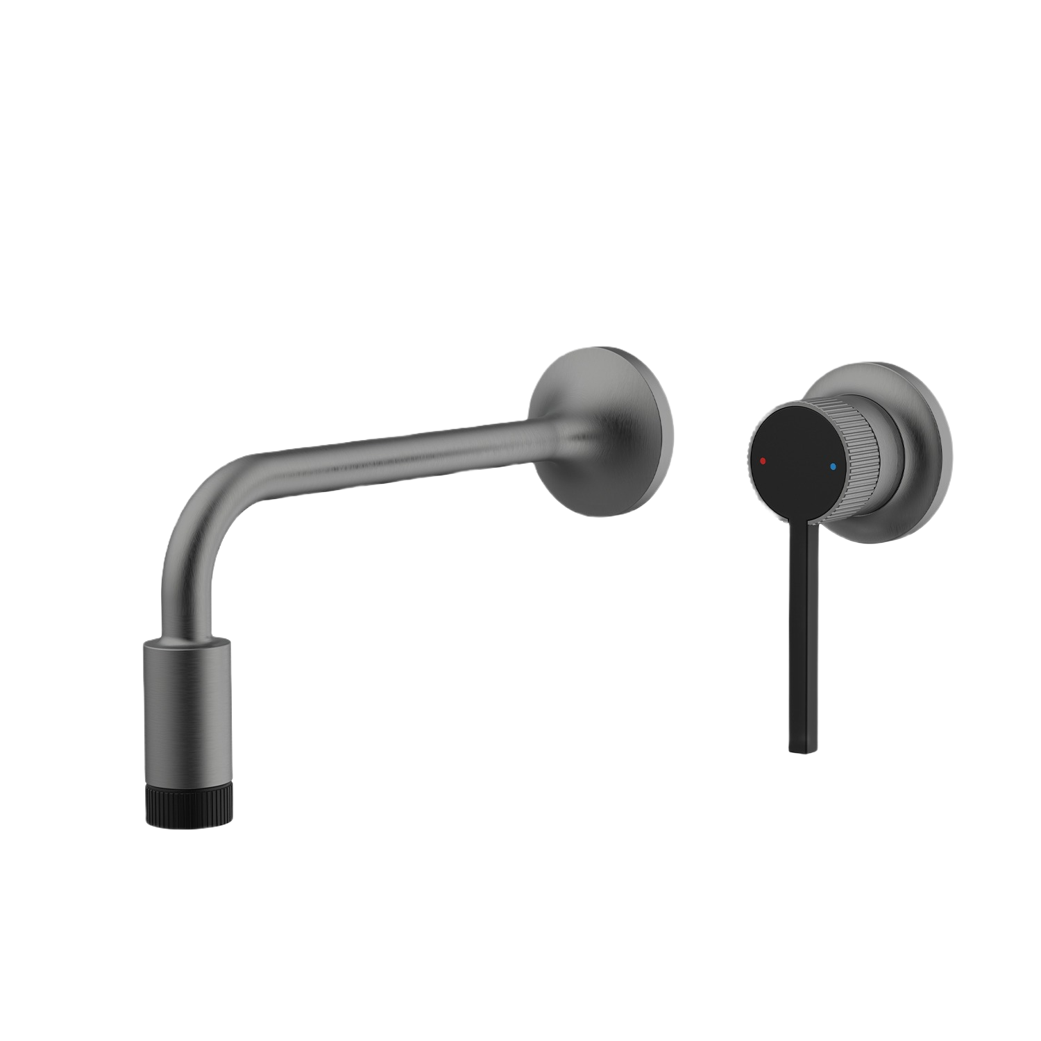 VALENTINA SERIES – WALL MOUNTED BATHROOM FAUCET WITH CURVED SPOUT AND SLEEK SINGLE LEVER CONTROL.