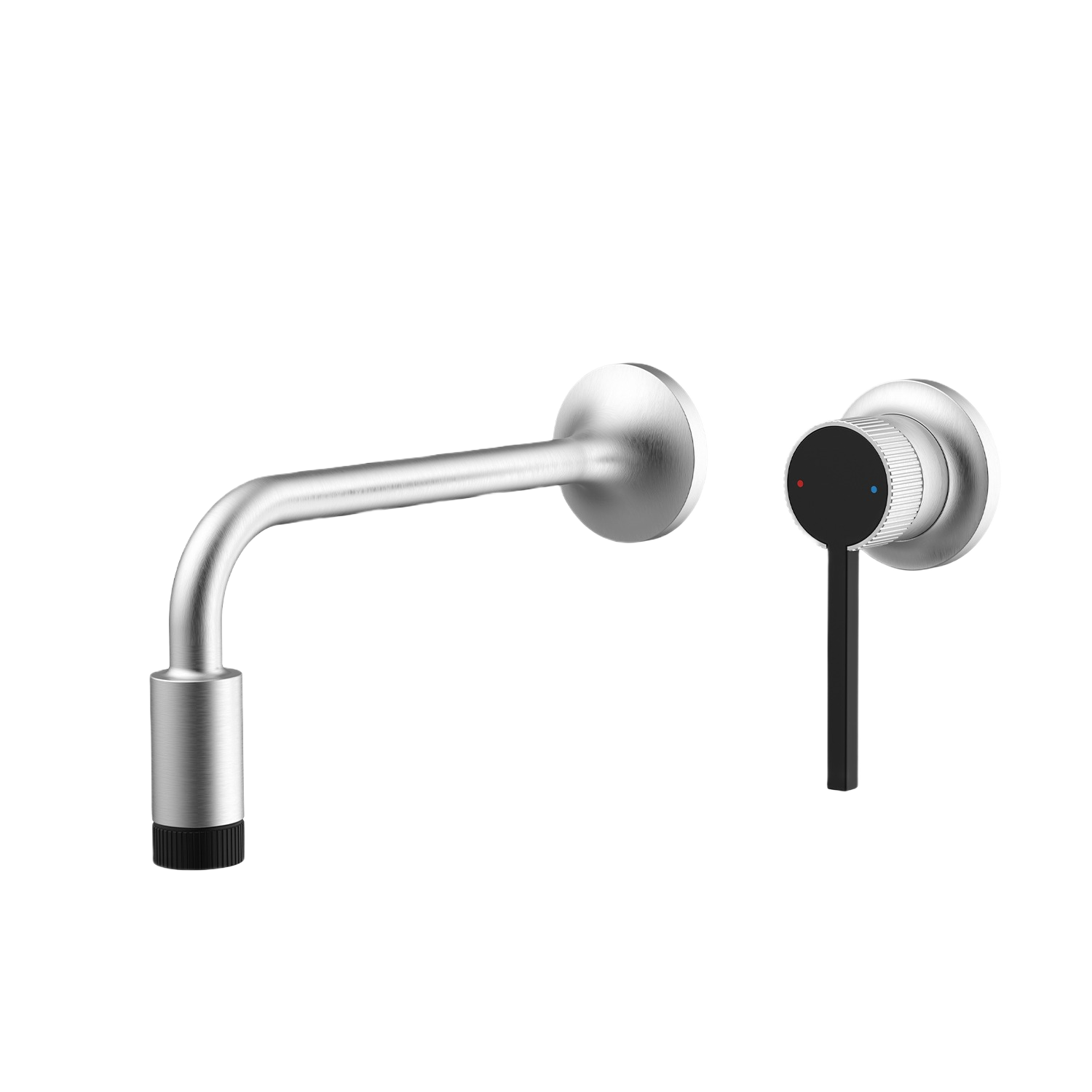 VALENTINA SERIES – WALL MOUNTED BATHROOM FAUCET WITH CURVED SPOUT AND SLEEK SINGLE LEVER CONTROL.