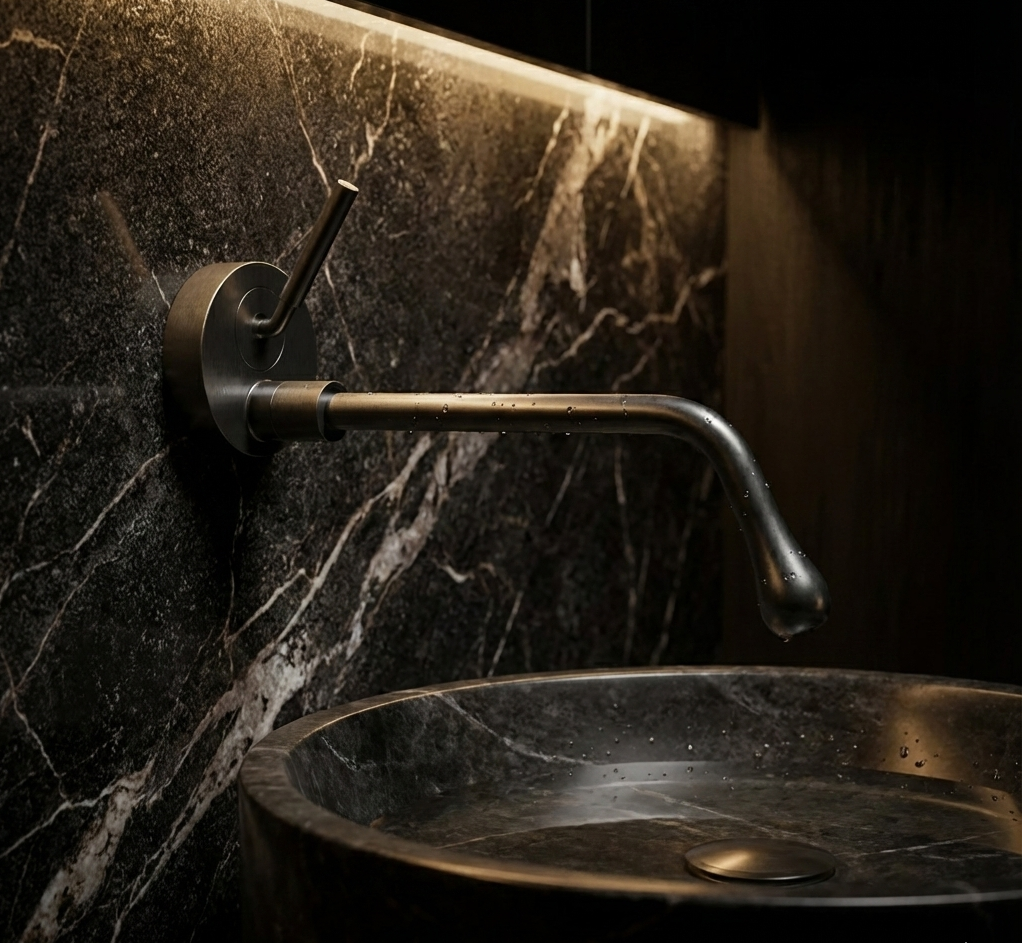 AURORA SERIES – WALL MOUNT BATHROOM MIXER, STREAMLINED FORM DESIGNED FOR SMOOTH BASIN AND TUB USE