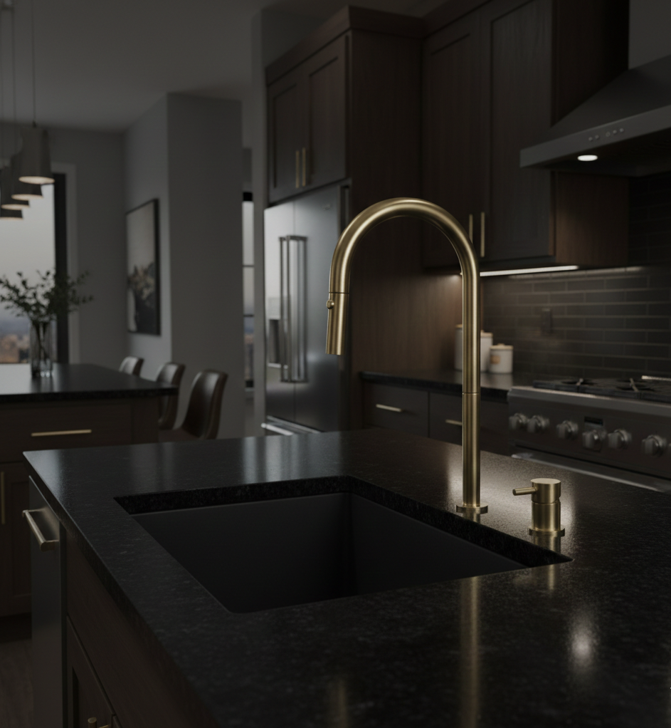 YC-84010 Modern Square Brushed Steel Kitchen Faucet