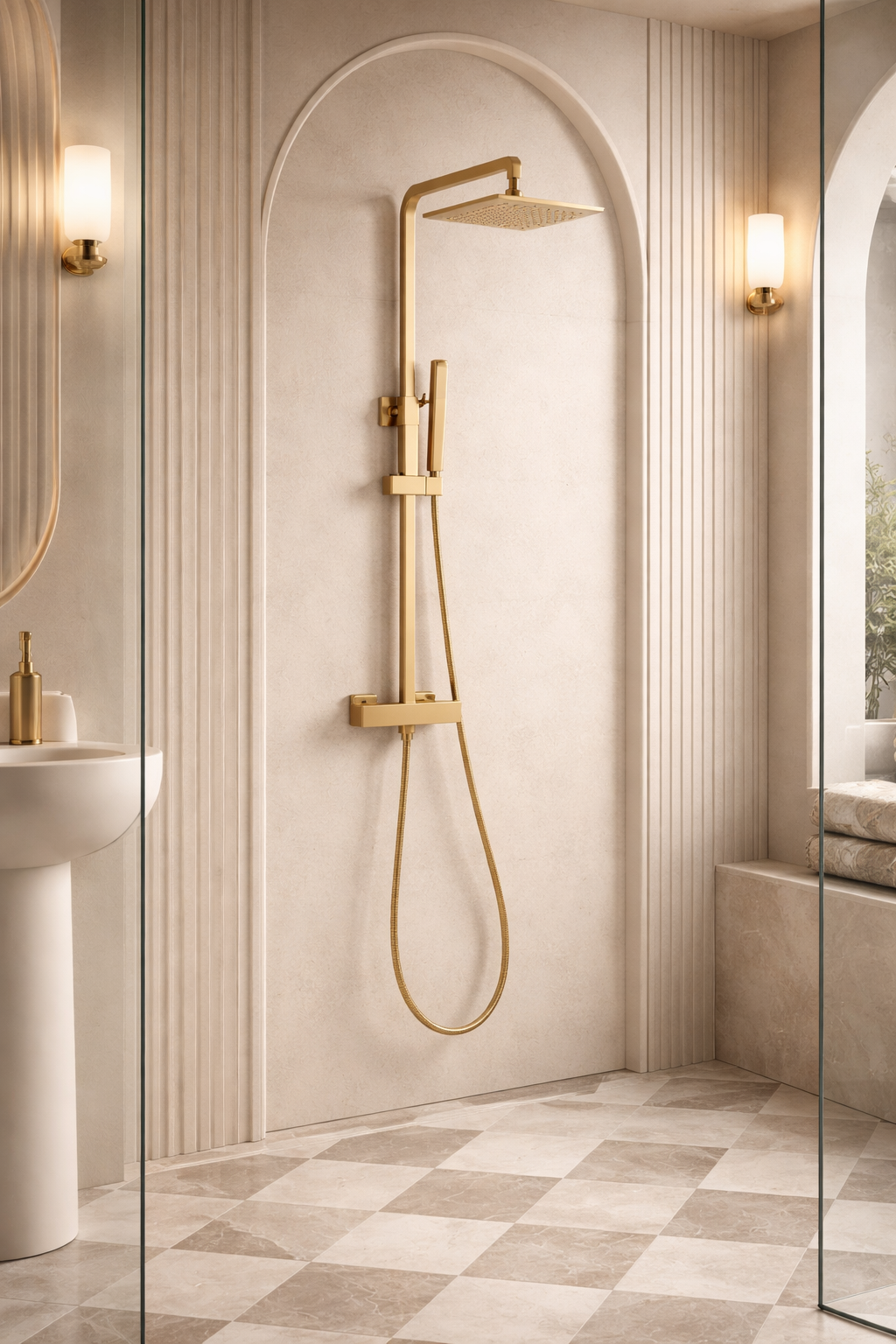 FRANCESCA SERIES – RAINFALL SHOWER WITH HAND SPRAYER, ARCHITECTURAL FORM WITH A BOLD, MODERN PRESENCE.
