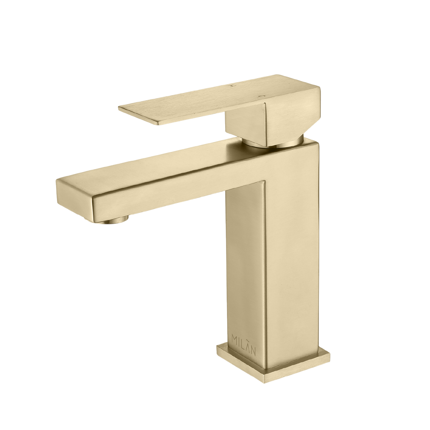 Gold faucet on a white background