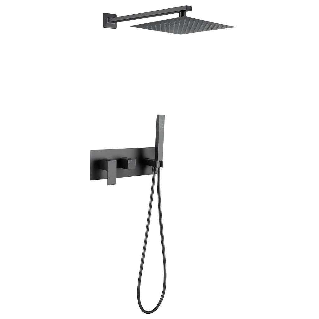 FRANCESCA SERIES – SHOWER HEAD AND HAND SPRAYER SET, A BOLD SQUARE DESIGN WITH ARCHITECTURAL PRESENCE.