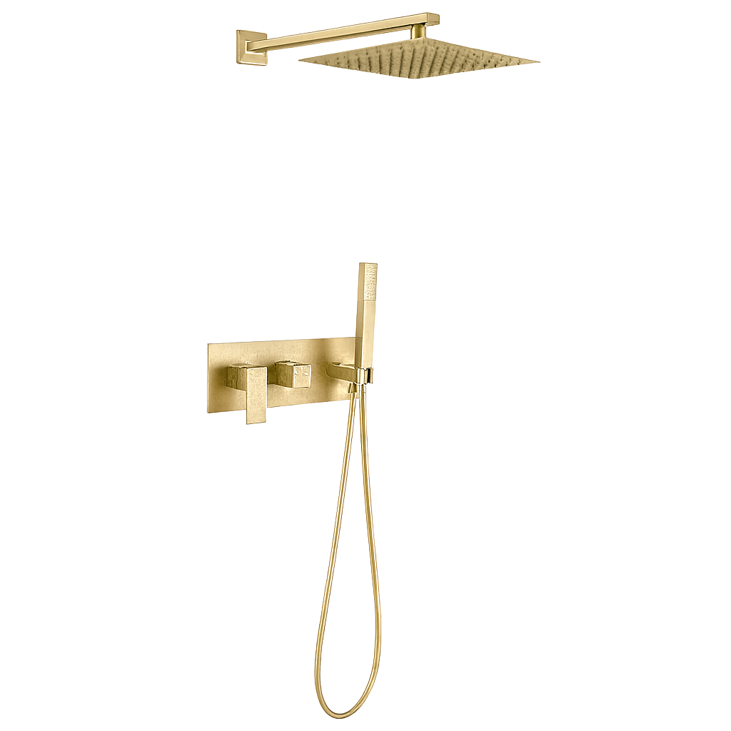 FRANCESCA SERIES – SHOWER HEAD AND HAND SPRAYER SET, A BOLD SQUARE DESIGN WITH ARCHITECTURAL PRESENCE.