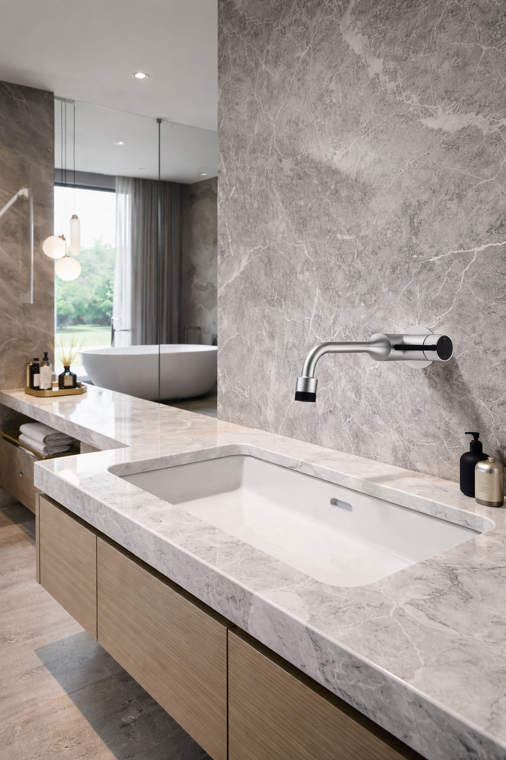 VALENTINA SERIES – WALL MOUNTED BATHROOM FAUCET WITH SCULPTED SPOUT AND PRECISE CONTROL