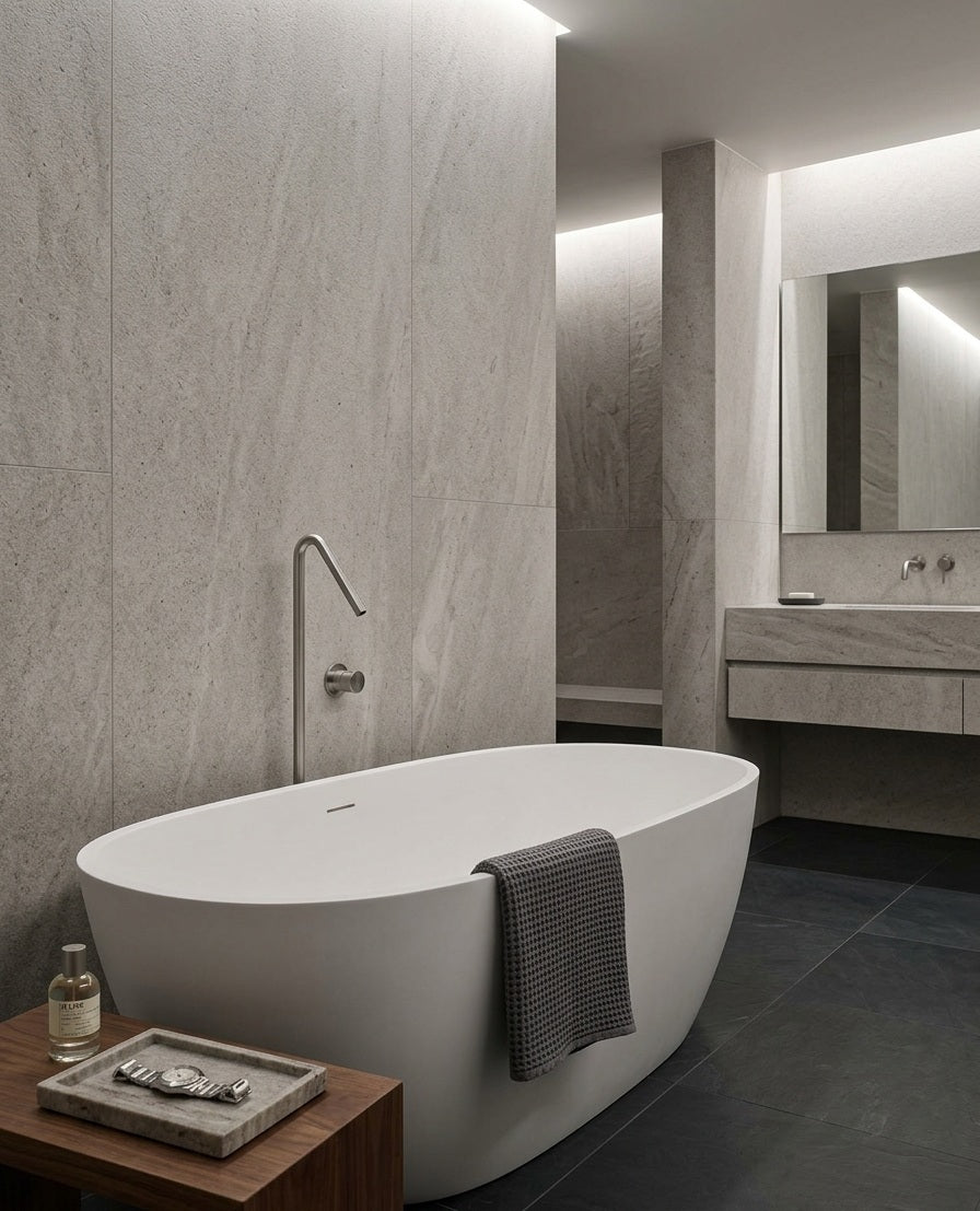 GIADA SERIES – FREESTANDING TUB FILLER WITH SLIM PROFILE AND CLEAN SCULPTURAL DESIGN