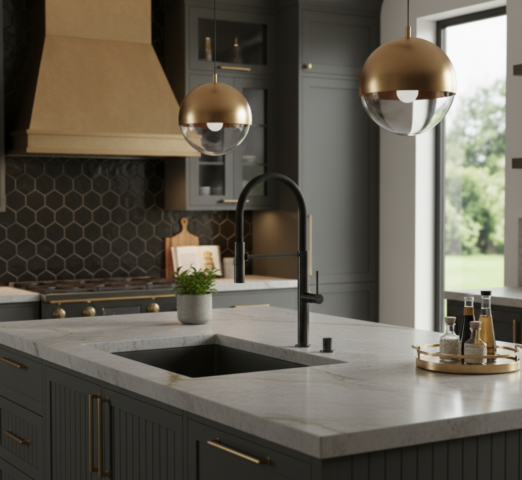 CAMILLA SERIES – KITCHEN FAUCET, A MAGNETIC PULL OUT WITH A CONFIDENT, INDUSTRIAL INSPIRED STANCE.