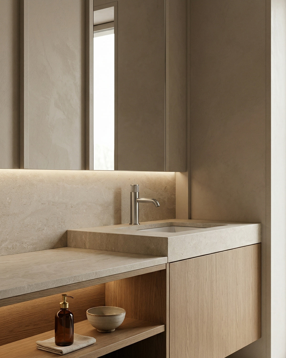 ALESSIA SERIES – BATHROOM FAUCET WITH TEXTURED DETAIL, REFINED PROPORTIONS AND DISTINCTIVE MODERN LOOK
