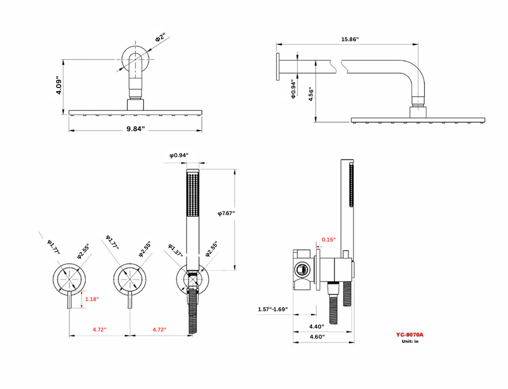 YC-8070 – Elegant Shower System