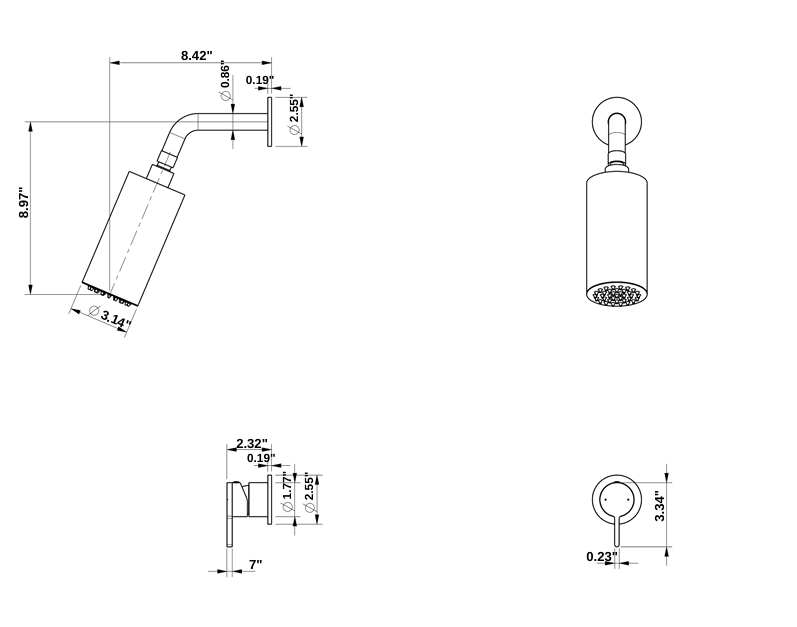 YC-81101 Luxury Shower Set – Contemporary Wall-Mounted Shower with Mixer Valve